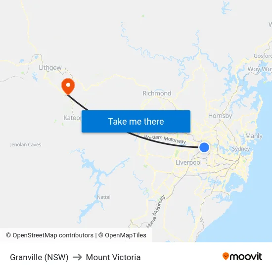 Granville (NSW) to Mount Victoria map