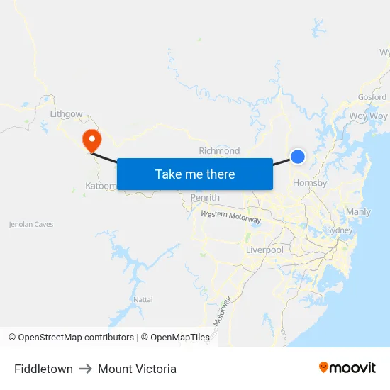 Fiddletown to Mount Victoria map