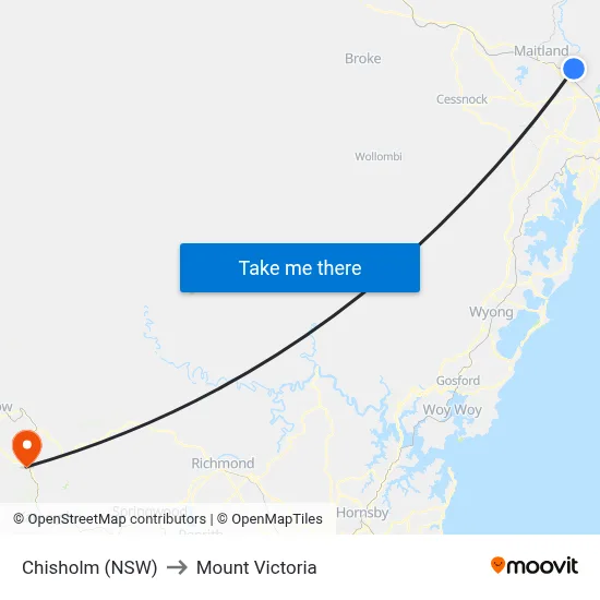 Chisholm (NSW) to Mount Victoria map