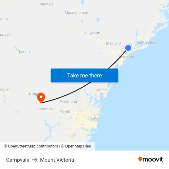 Campvale to Mount Victoria map