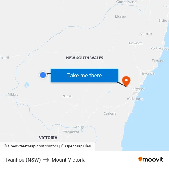 Ivanhoe (NSW) to Mount Victoria map