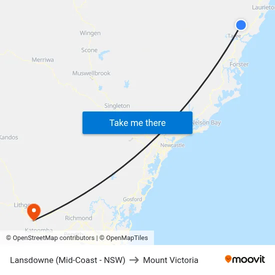 Lansdowne (Mid-Coast - NSW) to Mount Victoria map