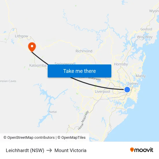Leichhardt (NSW) to Mount Victoria map