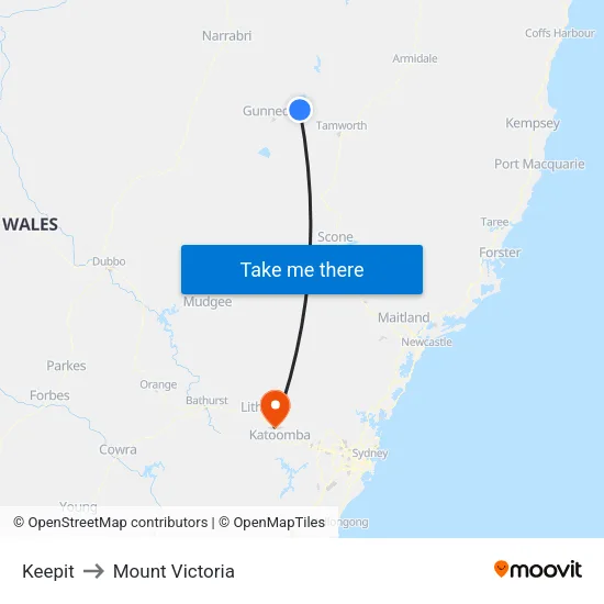 Keepit to Mount Victoria map