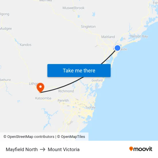 Mayfield North to Mount Victoria map