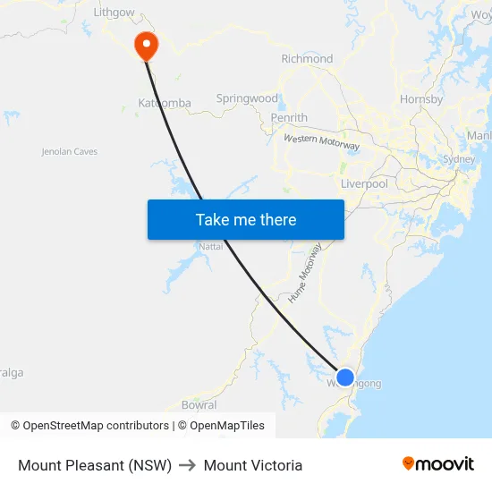 Mount Pleasant (NSW) to Mount Victoria map