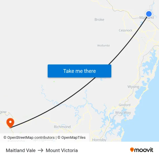 Maitland Vale to Mount Victoria map
