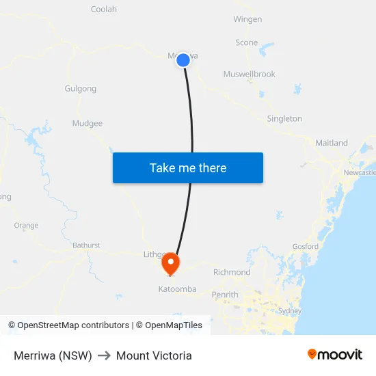 Merriwa (NSW) to Mount Victoria map