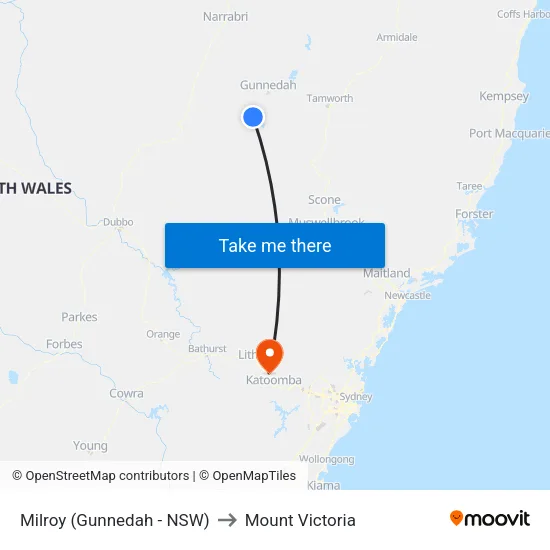 Milroy (Gunnedah - NSW) to Mount Victoria map