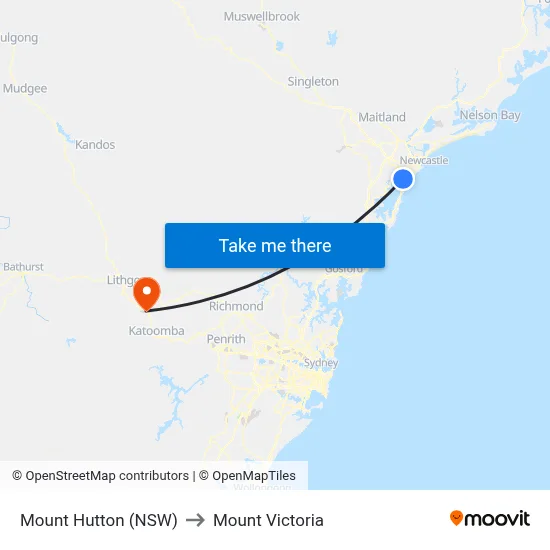 Mount Hutton (NSW) to Mount Victoria map