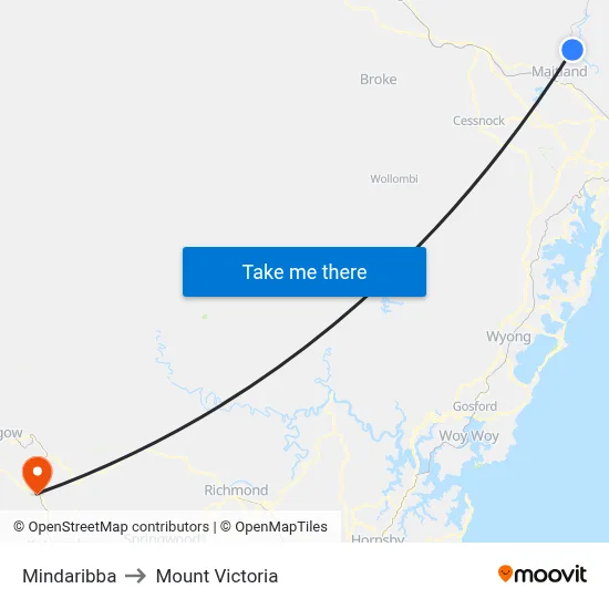 Mindaribba to Mount Victoria map