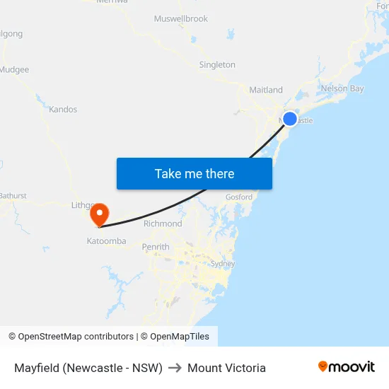 Mayfield (Newcastle - NSW) to Mount Victoria map