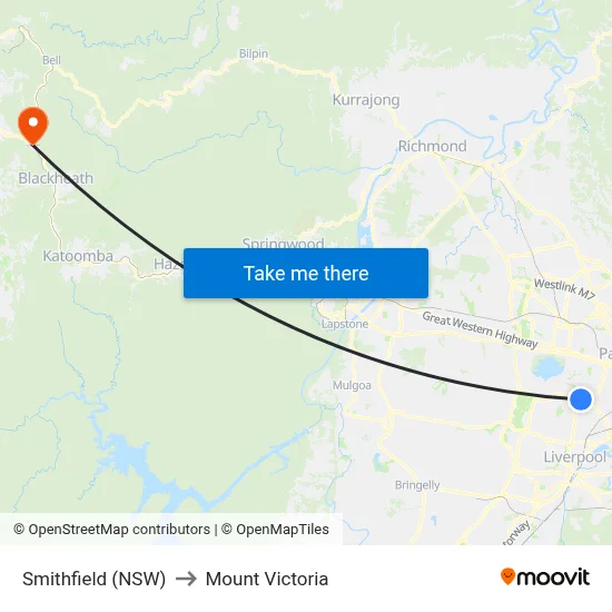Smithfield (NSW) to Mount Victoria map