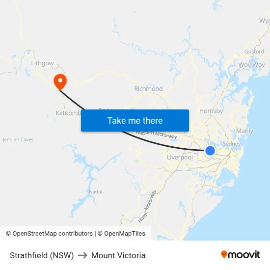 Strathfield (NSW) to Mount Victoria map