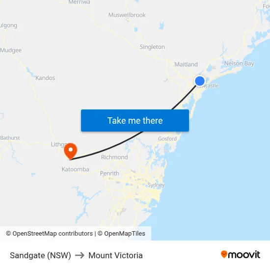 Sandgate (NSW) to Mount Victoria map