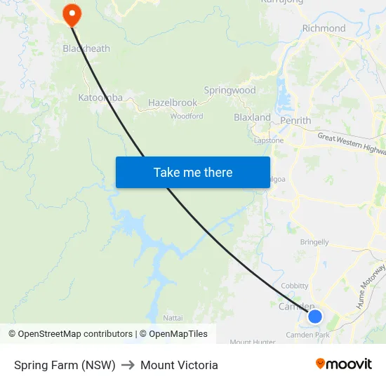 Spring Farm (NSW) to Mount Victoria map
