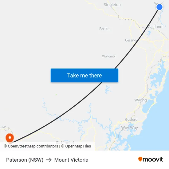 Paterson (NSW) to Mount Victoria map