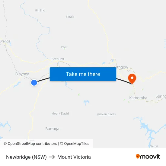 Newbridge (NSW) to Mount Victoria map