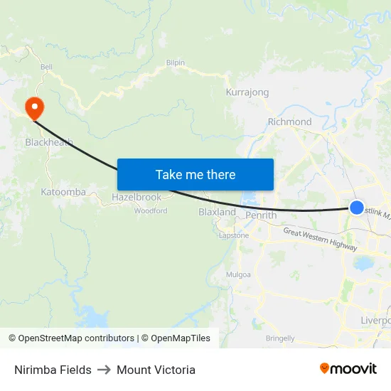 Nirimba Fields to Mount Victoria map