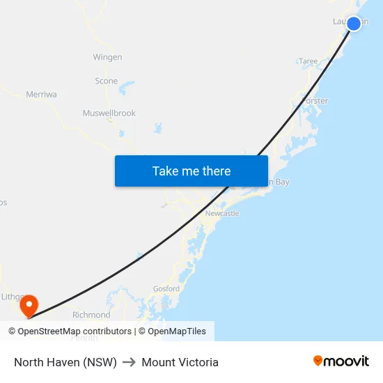 North Haven (NSW) to Mount Victoria map