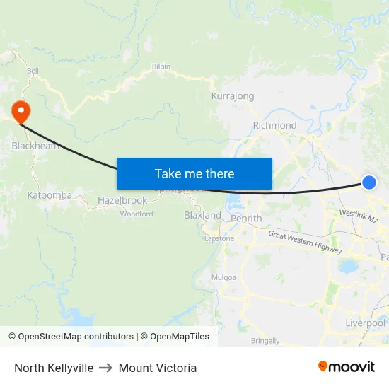 North Kellyville to Mount Victoria map