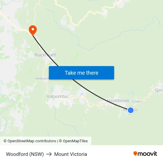 Woodford (NSW) to Mount Victoria map