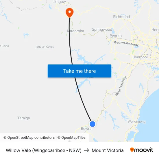 Willow Vale (Wingecarribee - NSW) to Mount Victoria map