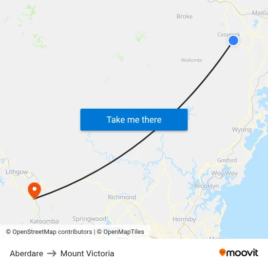 Aberdare to Mount Victoria map