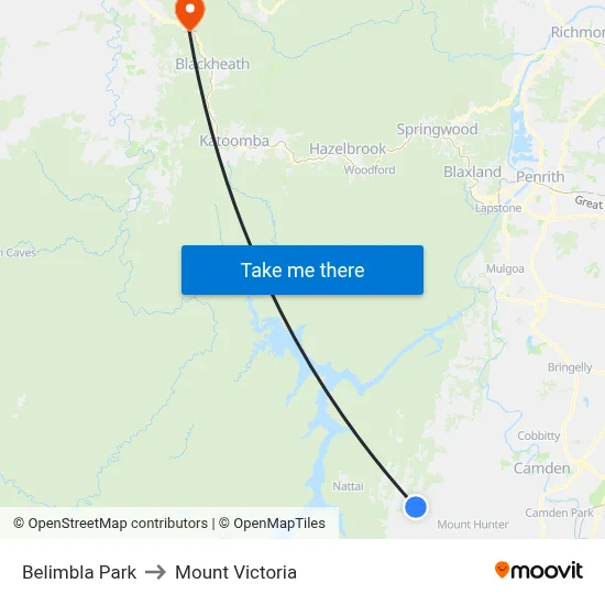 Belimbla Park to Mount Victoria map