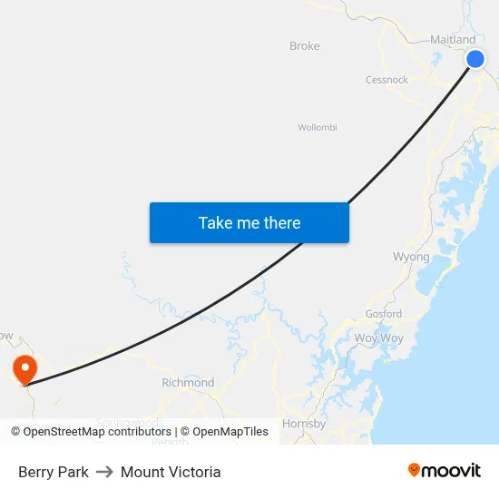 Berry Park to Mount Victoria map