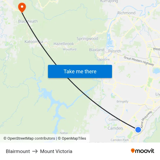Blairmount to Mount Victoria map