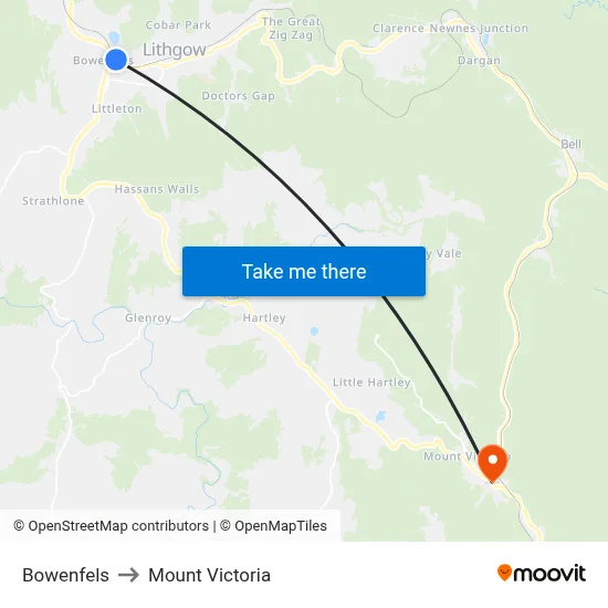 Bowenfels to Mount Victoria map