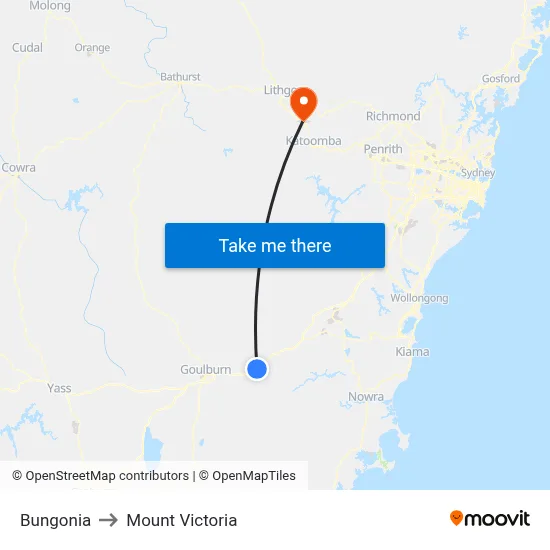 Bungonia to Mount Victoria map