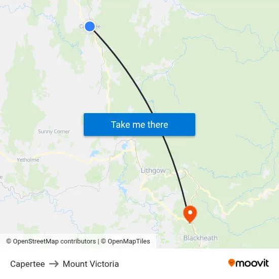 Capertee to Mount Victoria map