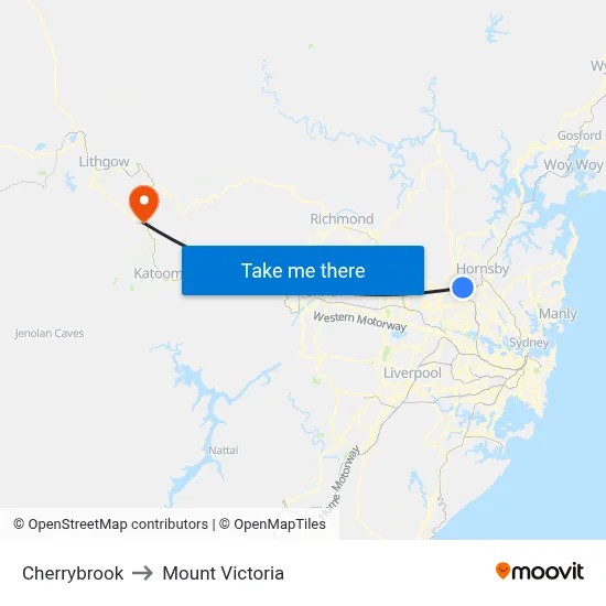 Cherrybrook to Mount Victoria map