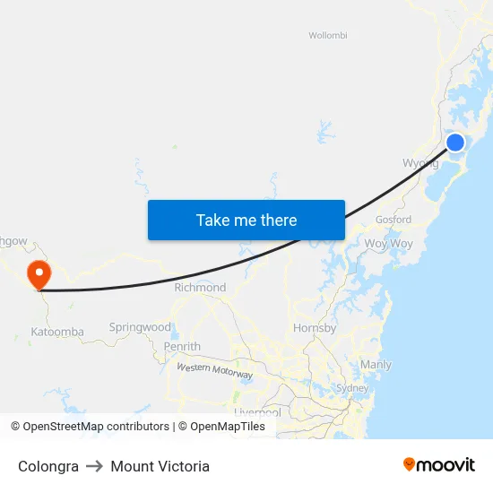 Colongra to Mount Victoria map