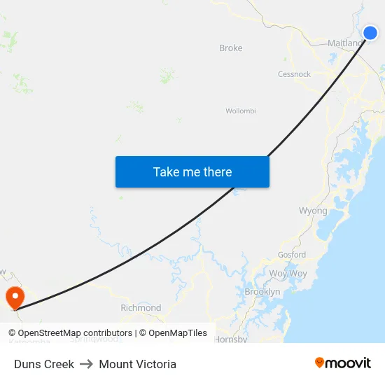 Duns Creek to Mount Victoria map