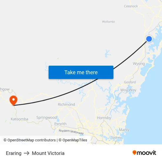 Eraring to Mount Victoria map