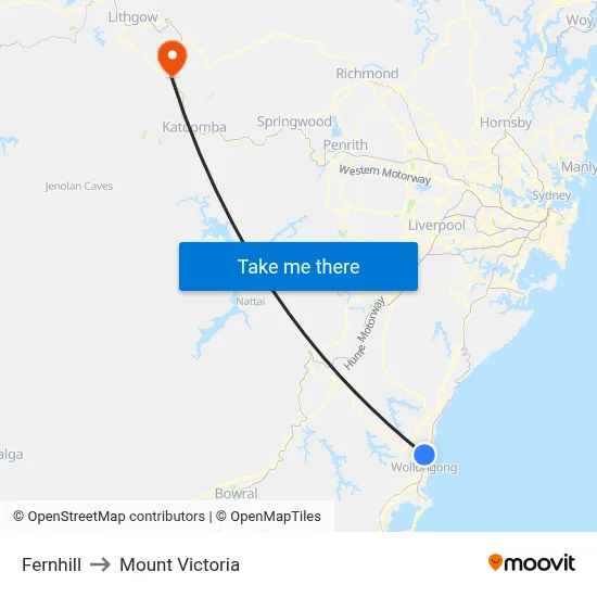 Fernhill to Mount Victoria map