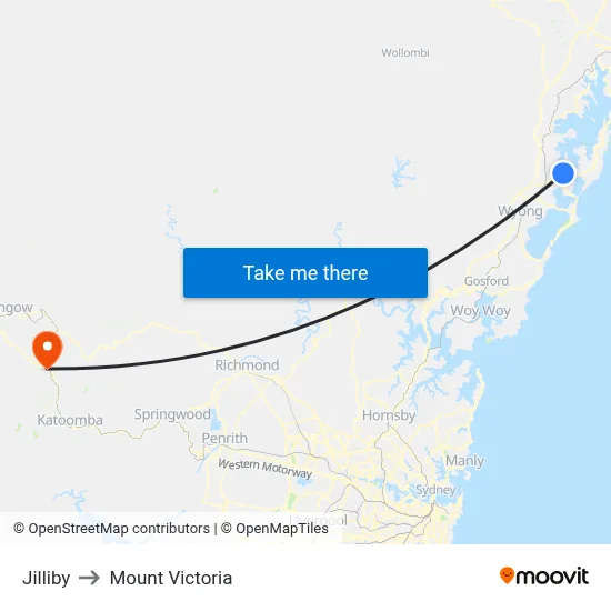 Jilliby to Mount Victoria map