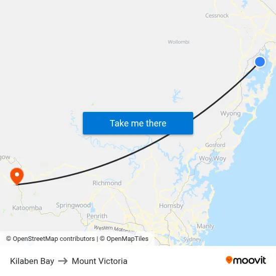 Kilaben Bay to Mount Victoria map