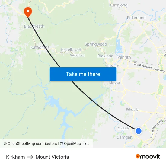 Kirkham to Mount Victoria map