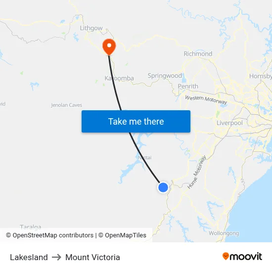 Lakesland to Mount Victoria map