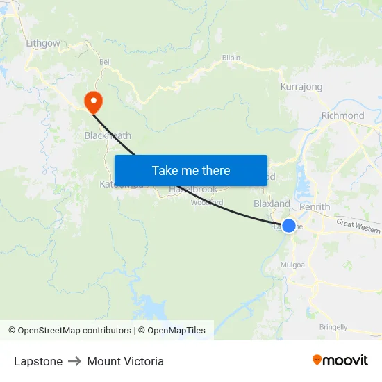 Lapstone to Mount Victoria map
