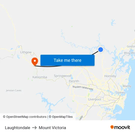 Laughtondale to Mount Victoria map