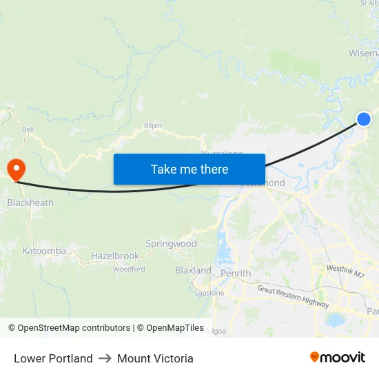 Lower Portland to Mount Victoria map