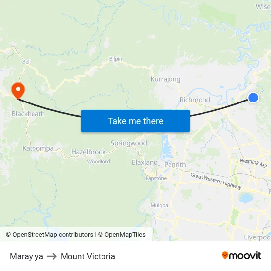 Maraylya to Mount Victoria map