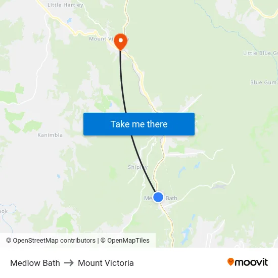 Medlow Bath to Mount Victoria map
