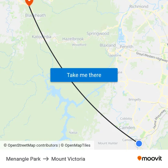 Menangle Park to Mount Victoria map