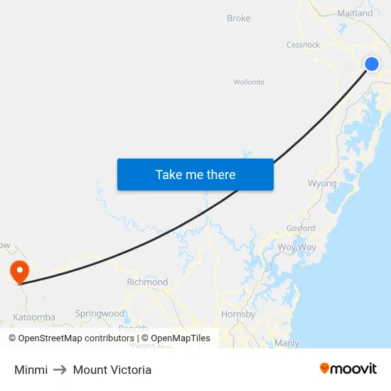 Minmi to Mount Victoria map